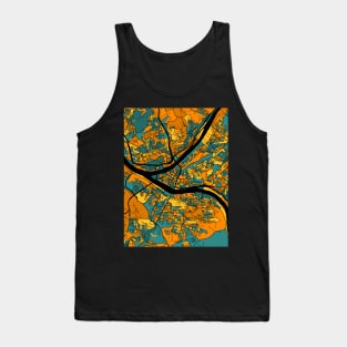 Pittsburgh Map Pattern in Orange & Teal Tank Top